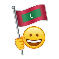 Emoji with Maldives flag Large size of yellow emoji smile