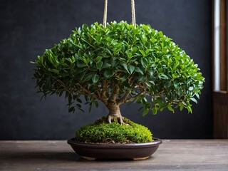Kokedama made from plants. Modern decorations made from green plants.