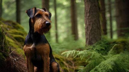 Forest Predator, A Jagdterrier in Dense European Forests. Generated AI