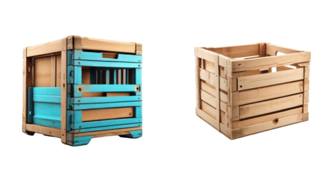set of crate isolated on transparent background