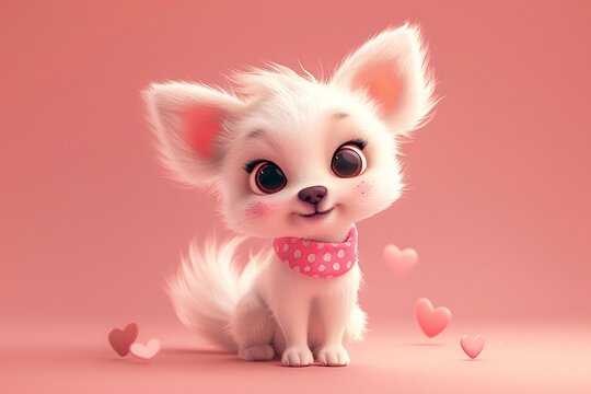 a cartoon dog with pink polka dot collar