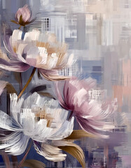 Abstrakcyjne, pastelowe kwiaty, tapeta, dekoracja. Generative AI - 768748885