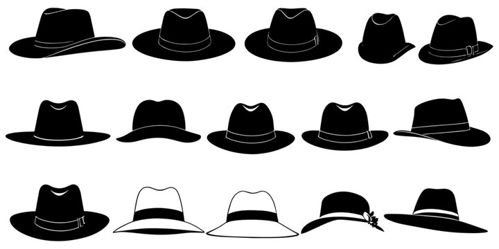 set of silhouettes hats vector illustration