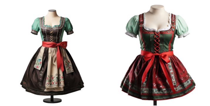 set of dirndl isolated on transparent background