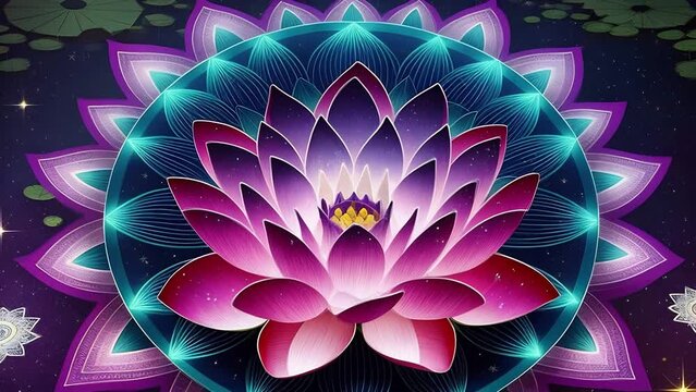 beautiful colored mandala with a lotus in the center