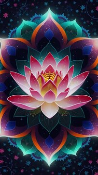 beautiful colored mandala with a lotus in the center