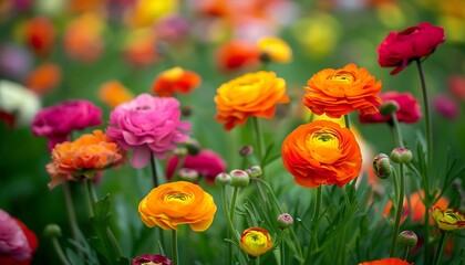 Fototapeta premium a field of flowers with the sun behind them
