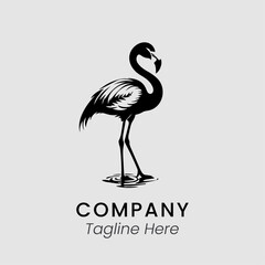 flamingo bird logo design template