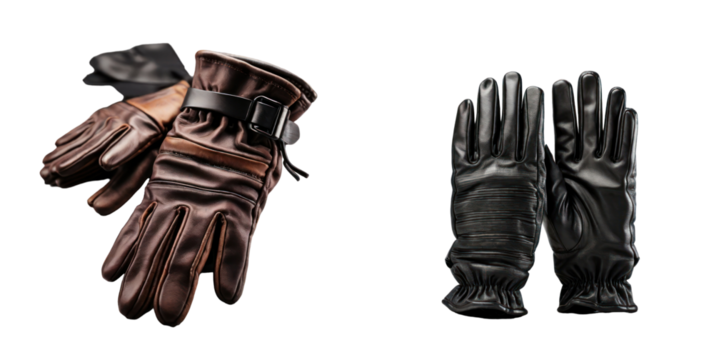 set of gloves isolated on transparent background