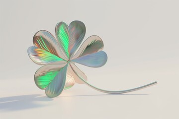 holographic clover in silver color on white background