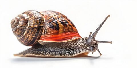 Superhero Snail Saving the Day at its Own Slow Pace on White Background with Copy Space - obrazy, fototapety, plakaty