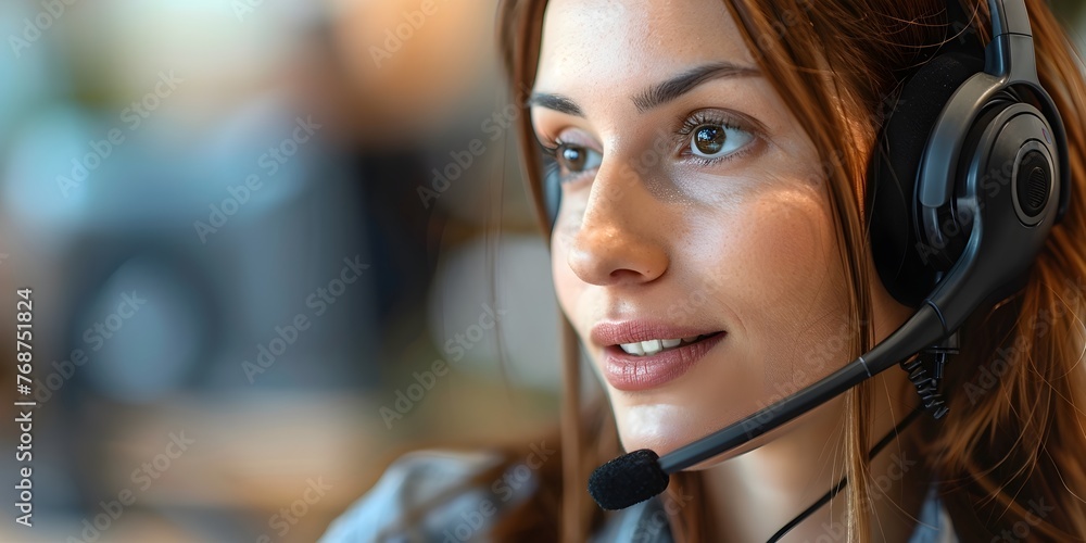 Poster customer service representative providing friendly and efficient support with a headset in a profess