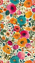 Naklejka premium Springtime Bloom Pattern for Vibrant Textiles