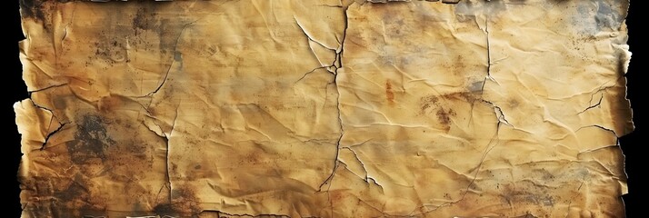 Weathered Parchment Paper Texture with Cracked Aged Edges for Vintage Background