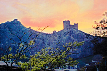 Obraz premium sunset over the castle