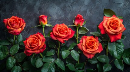 Group of Red Roses With Green Leaves