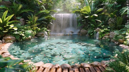 Pool With Central Waterfall