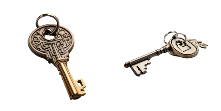 set of keychain isolated on transparent background