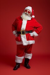 santa claus, shooting on unicolor background, marketing poster