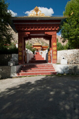 Obraz premium Main entrance of Samstanling monastery situated in Nubra valley, Ladakh, India.