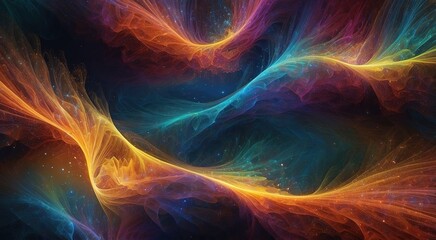 Radiant Spectrum of Shimmering Particles, Abstract Colorful Background