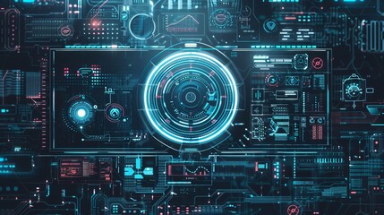 A circle-themed abstract digital technology UI, UX, futuristic HUD, FUI, and virtual interface, featuring callouts, titles, and frames imbued with a Sci-Fi flair