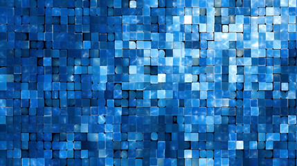 Digital blue glitter square mosaic abstract graphic poster web page PPT background