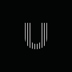 Simple U Logo With White Color Straight Lines and Black Background