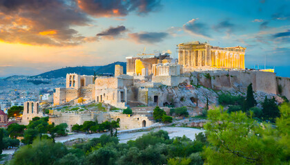 Parthenon on the Acropolis in Athens, Greece. Generative AI. - obrazy, fototapety, plakaty