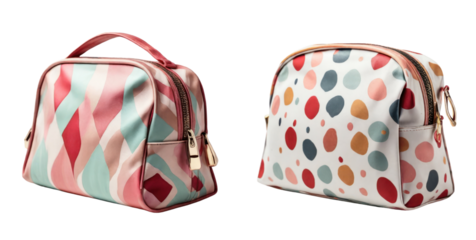 set of makeup bag isolated on transparent background