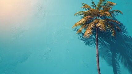 Palm Tree Shadow on Blue Wall