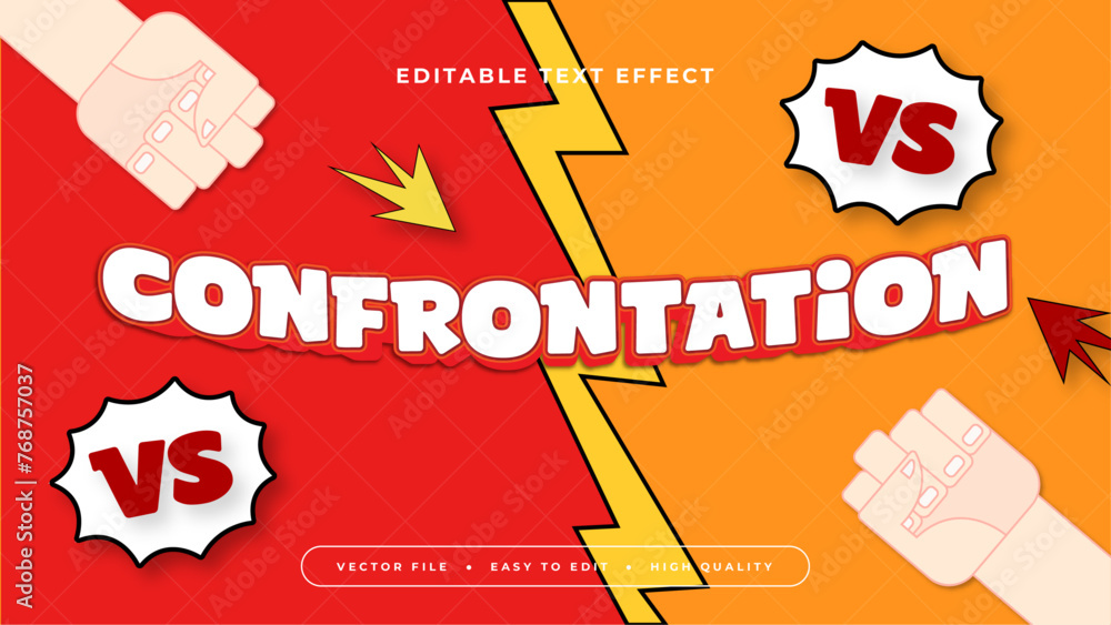 Wall mural orange red and white confrontation 3d editable text effect - font style