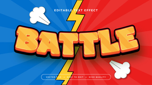 Red blue and orange battle 3d editable text effect - font style