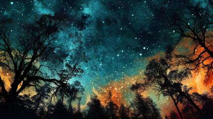 Fototapeta na wymiar Digital nebula starry sky stars abstract graphic poster web page PPT background