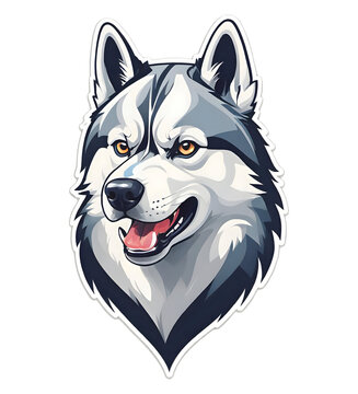 Cartoon Siberian Husky. Perfect for stickers, t-shirts or Design templates. Generative AI. V37