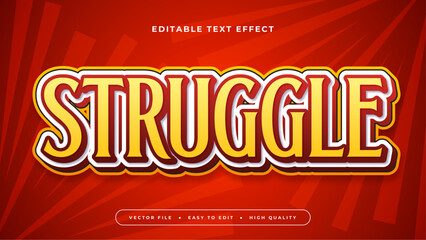 White yellow and red struggle 3d editable text effect - font style