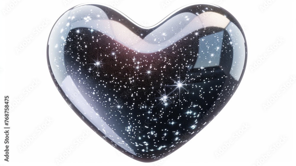 Aufkleber render of 3d silver heart emoji with glossy gradient effect in y2k style. 3d modern illustration of 