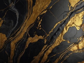 Naklejka premium Dark marble black marble stone background tiles stone gold silver