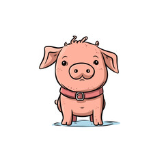 Pig hand-drawn illustration. Pig. Vector doodle style cartoon illustration
