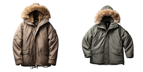 set of parka isolated on transparent background