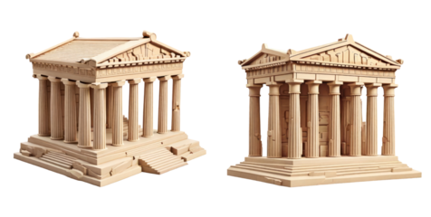 set of parthenon isolated on transparent background