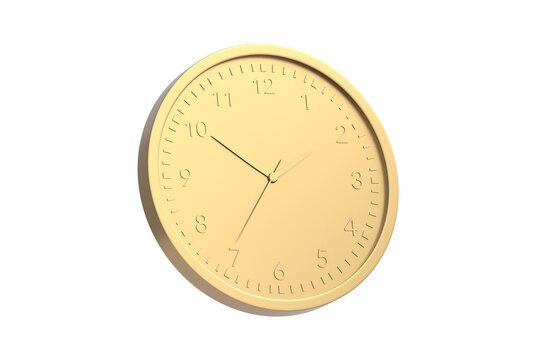 Golden clock isolated on white background. 3d render