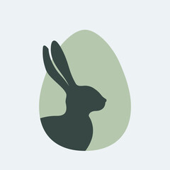 Króliczek wielkanocny. Królik i jajko. Wielkanocna ilustracja w prostym stylu na kartki świąteczne, banery, życzenia i do innych projektów.