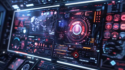 Fototapeta na wymiar A Sci-Fi futuristic user interface HUD, rendered as a vector illustration, showcasing the advanced design elements typical of science fiction interfaces