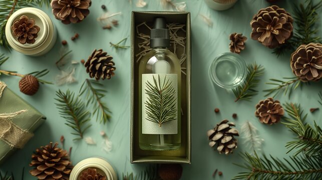 Natural brend cosmetic set of cedar oil and cream based on cedar essence, cosmetic industry, rare ingredients