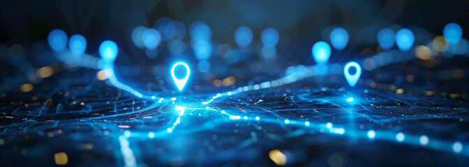 GPS, tracking, location markers, digital location information and mapping technology concept.
