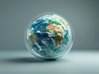 Earth in a protective bubble symbolizing the need to shield our planet from harm and ensure its sustainability