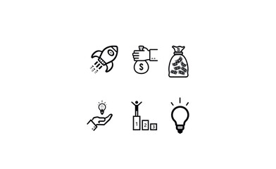 Start up and development icons set. Development editable stroke icon. Start up symbols collection. Vector illustration