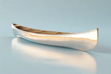 a silver canoe on a white surface - obrazy, fototapety, plakaty