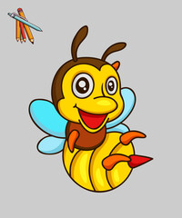 Cute Bee Flying Cartoon Vector Icon Illustration. Premium Vector.
